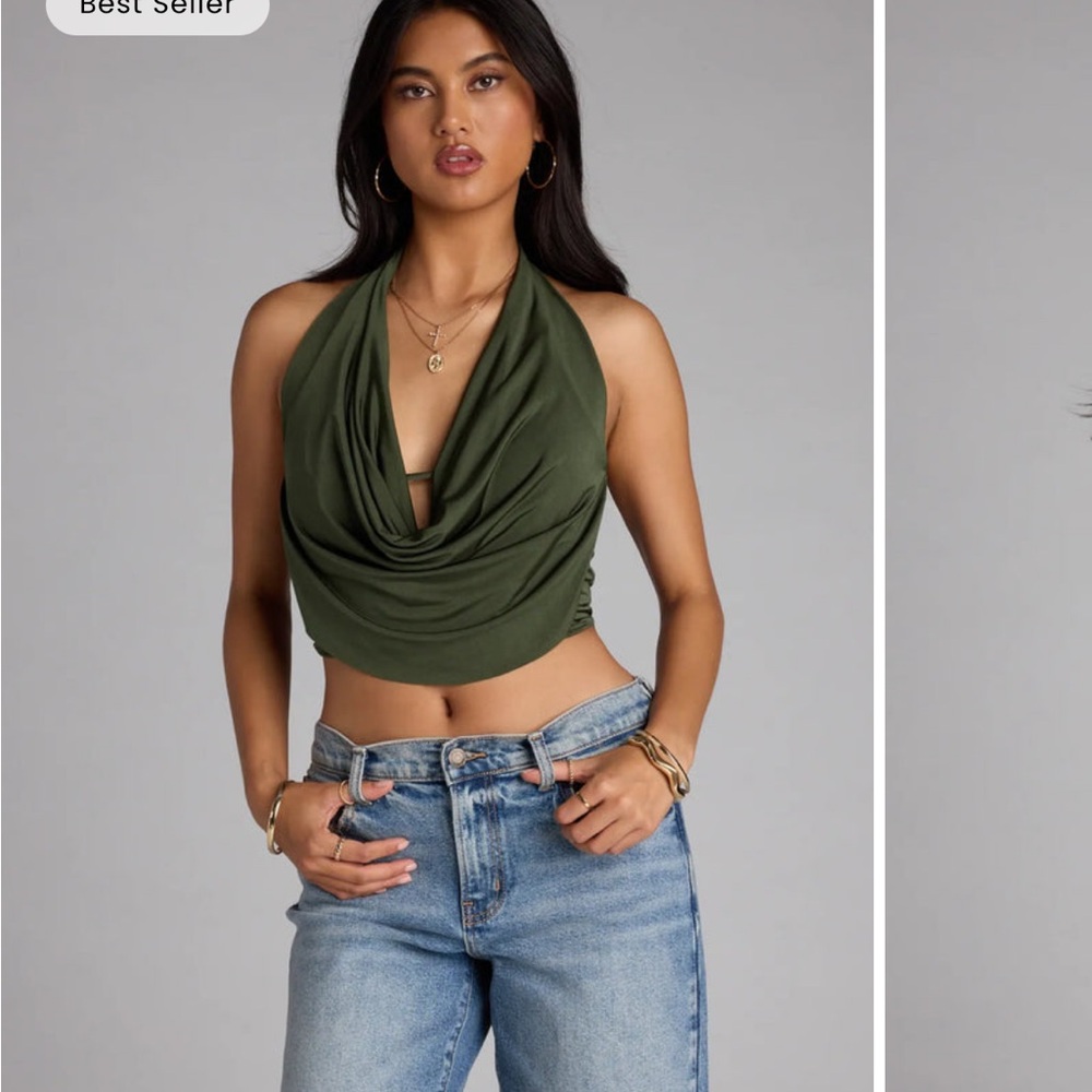 Elegant Green Halter Top
